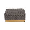 Noah Velvet Fabric Upholstered Square Cocktail Ottoman Gray/Gold - Baxton Studio - 2 of 4