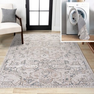 JONATHAN Y Edith Distressed Medallion Low-Pile Machine-Washable Area Rug - 1 of 4