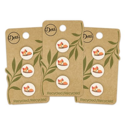 Dritz 15mm Recycled Cotton Fox Buttons Natural: Sewing Fasteners, Plastic, 9 Pieces, Beige, 3.5"