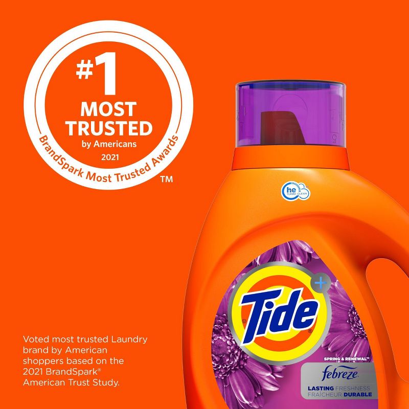 Tide Plus Febreze Spring & Renewal High Efficiency Liquid Laundry Detergent Soap, 5 of 9