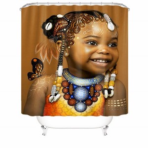 Smiling Little Girl Shower Curtains for Bathroom Waterproof Fabric Bath Curtain Durable Soft Stylish Bathroom Decor 72x72 Inch - 1 of 1