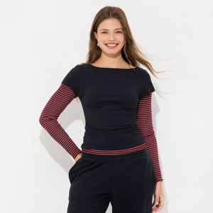 Women's Long Sleeve Layered Top - Wild Fable™ - 1 of 4