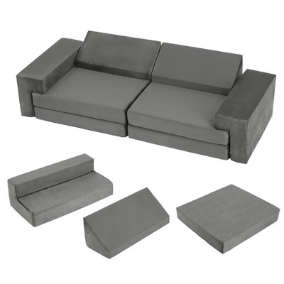 Kids Couch, 8PCS Modular Play Couch for Boys Girls, Child Sectional Fort Building Sofa, High Density Convertible Foam Cushions for Playroom Bedroom