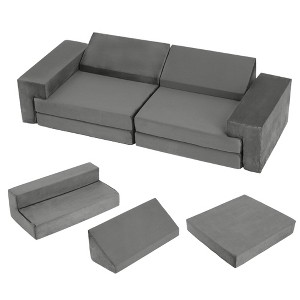 Kids Couch, 8PCS Modular Play Couch for Boys Girls, Child Sectional Fort Building Sofa, High Density Convertible Foam Cushions for Playroom Bedroom - 1 of 4