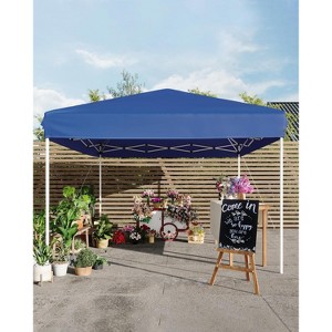 10x10 Pop Up Canopy Tent, Outdoor Canopy Tent with 3 Adjustable Height, 4 Sandbags & Carrying Bag for Camping, Parties,Outdoor Events - Blue - 1 of 4