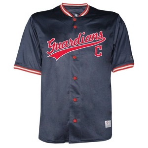 MLB Cleveland Guardians Men's Button Down Jersey - M: Lightweight Polyester Crew Neck - 1 of 2