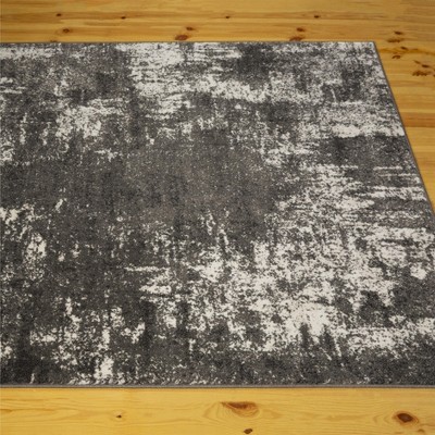 Dark Gray Abstract Easy Care Synthetic Area Rug