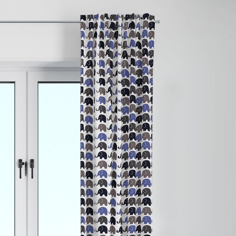 Bacati - Elephants Blue/Grey Curtain Panel, 1 of 7