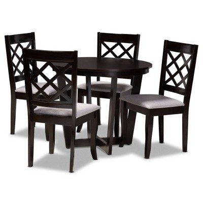 5pc Selby Modern Fabric Upholstered and Wood Dining Set Gray/Brown - Baxton Studio