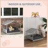Lyngins Outdoor Wicker Dog House with Canopy,Waterproof Elevated Pet Bed with PE Rattan and Removable Cushion for Small/Medium Dogs - 4 of 4