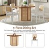 4-Piece Rattan Dining Table Set Round, Dining Set Contemporary With Wood Table With Hexagonal Base And Upholstered Chairs-Cuddlewood - 3 of 4