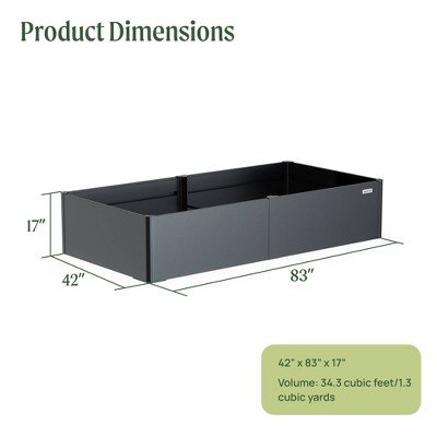 Urban Charcoal Tall Modern Metal Raised Garden Bed 42" x 83"