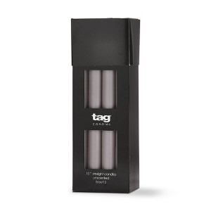 TAG Color Studio 10" Straight Taper Unscented Smokeless Paraffin Wax Candle Grey Burn Time 10 hrs. Set 12 - 1 of 2