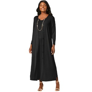 Jessica London Women's Plus Size 2-Piece Stretch Knit Duster Set - 1 of 4