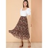 INSPIRE CHIC Women's Floral Elastic Waist Tiered Ruffle Boho Midi Skirts - 2 of 4