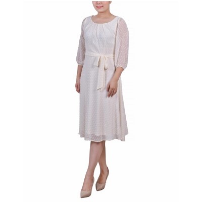 NY Collection Womens Clip Dot Fit & Flare Dress