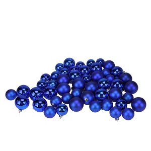 Northlight 50ct Shatterproof Shiny and Matte Christmas Ball Ornament Set 2" - Blue - 1 of 3