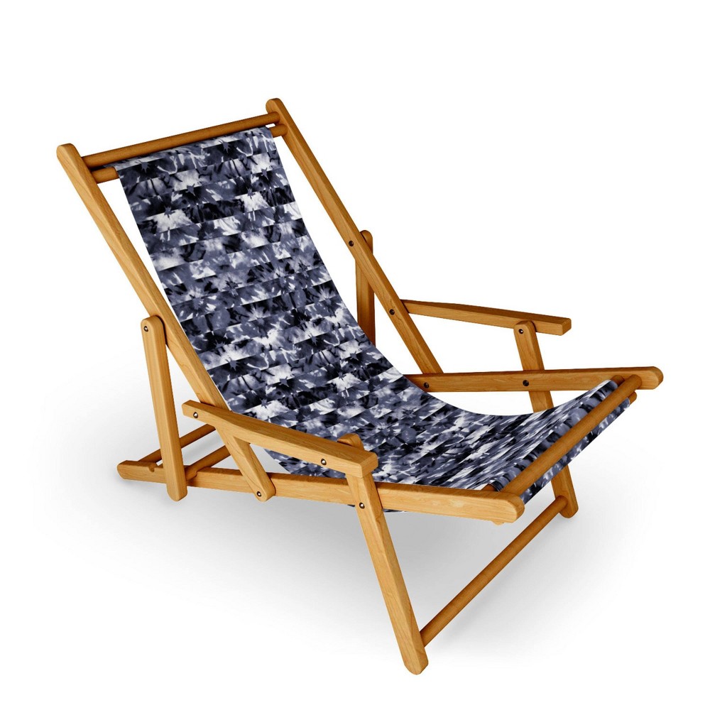 Photos - Garden Furniture Wagner Campelo Shibori Stripes Folding Lounge Chair Black - Deny Designs: