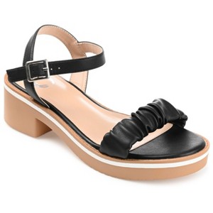 Journee Collection Womens Dexxla Buckle Ankle Strap Low Platform Sandals Black 10 - 1 of 4