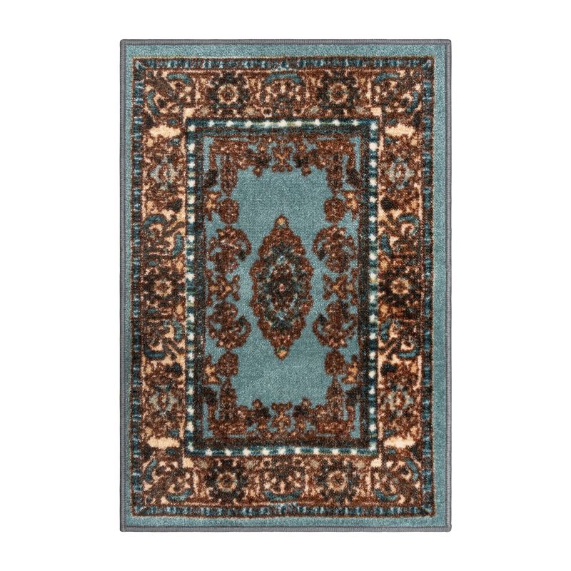 Floral Scroll Medallion Washable Non-Slip Indoor Runner or Area Rug by Blue Nile Mills, 1 of 4