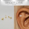 Flower CZ Flat Back Earrings for Cartilage Helix Tragus Lobe 16g Gold Plated Sterling Silver 1 pair by Ginger Lyne - 2 of 4