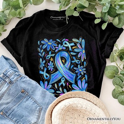 Diabetes Blue Ribbon Floral T-Shirt, Awareness Support Tee | OrnamentallyYou