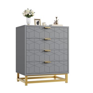 Zstar Bedroom Dressing Table, 4 Drawer Dresser with Metal Legs - 1 of 4