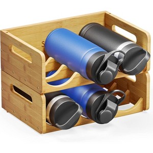 Water Bottle Organizer with Labels for Kitchen and Pantry,2 Pack 3-Slot, Hold 6 Bottles - 1 of 4
