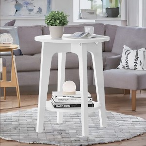 Round Side Table with Lower Shelf, End Table for Small Spaces, Nightstand - 1 of 4