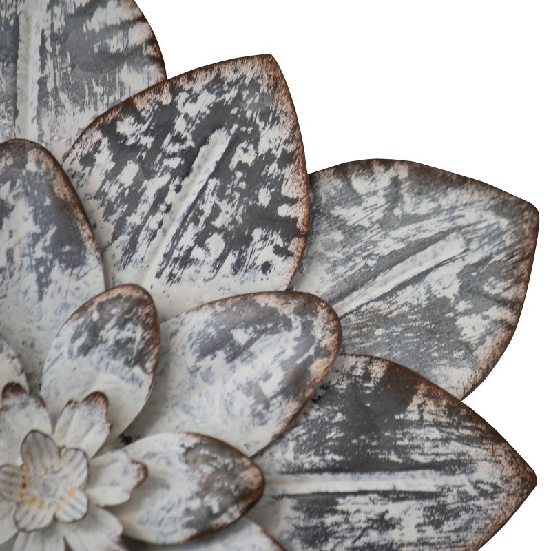 8.25 x 9.5 inch Whitewashed Galvanized Metal Layered Flower Wall Décor - Foreside Home & Garden, 2 of 7