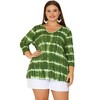 Agnes Orinda Women's Plus Size Tie Dye 3/4 Sleeve Side Slit V Neck Trendy Spring Tops - 3 of 4