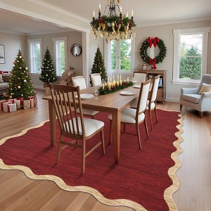 Modern Washable Rug Scalloped Rug with Non Slip Backing - 1 of 4