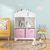 Acekool Kids Dollhouse Bookcase with Storage, 2-Tier Organizer and 2 Fabric Drawers, Toddler Bookshelf for Bedroom, Playroom, White+Pink - 2 of 4