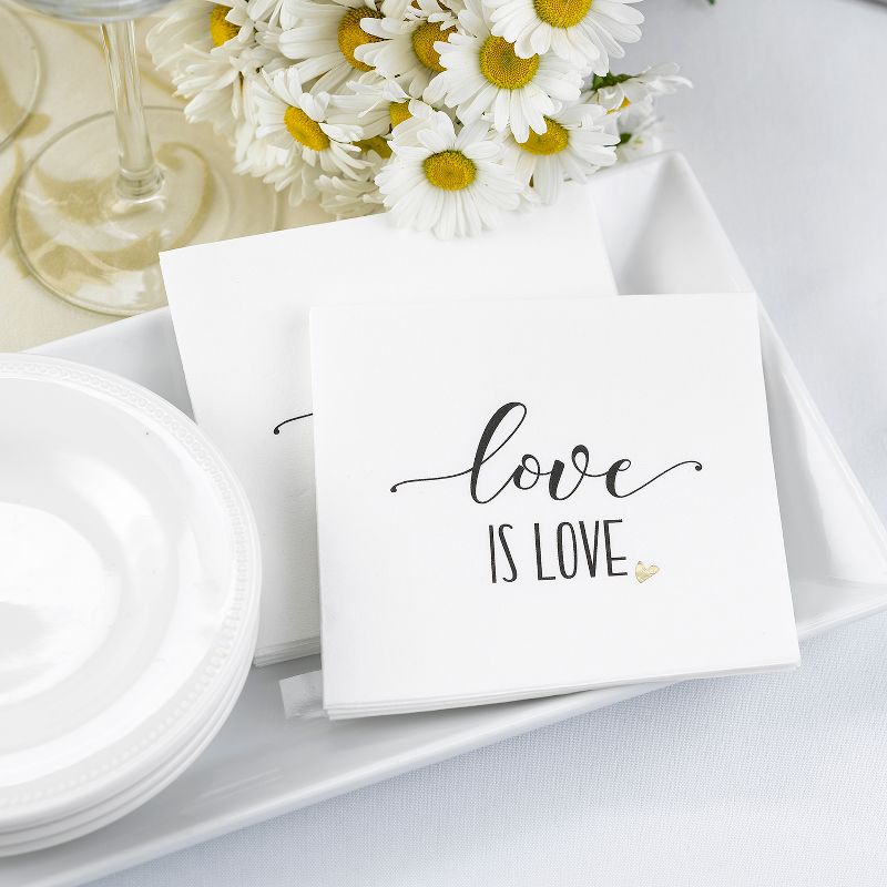 50ct &#39;Love is Love&#39; Napkins White, 2 of 3