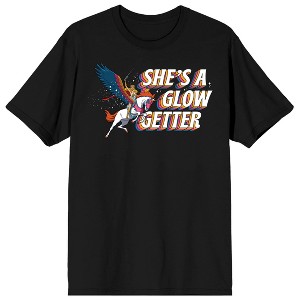 She-Ra Princess Of Power She's A Glow Getter Crew Neck Short Sleeve Adult Black T-shirt - 1 of 3