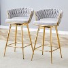 White 2-pack swivel bar stools with breathable cotton-linen cushions and rust-proof electroplated metal frames. - 2 of 4