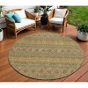 Artichoke Green And Olive Green Floral Medallion Washable Indoor Outdoor Area Rug - 2 of 4