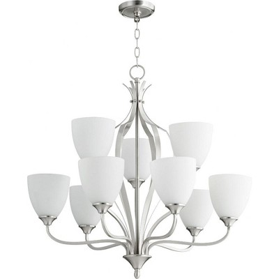 Quorum Lighting Jardin 9-Light Chandelier, Satin Nickel, 30 Width, 28 Height