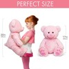 LotFancy Teddy Bear Stuffed Animal, 20" Pink Plushies Stuffed Bear, Cute Plush Toy with Footprints - 3 of 4