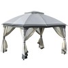 Resenkos Outdoor Garden Gazebo, Sunshade Gazebo Canopy,10' x 12' Patio Gazebo Canopy Shelter w/Double Vented Roof, Zippered Mesh Sidewalls,Grey Gray - 4 of 4