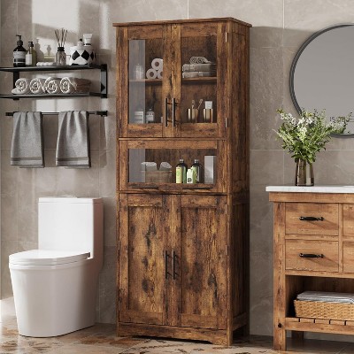 Tall Bathroom Cabinet, Narrow Storage Cabinet , 67” Freestanding Floor Linen Slim Cabinet for Laundry Room, Kitchen, Living Room, Small Spaces