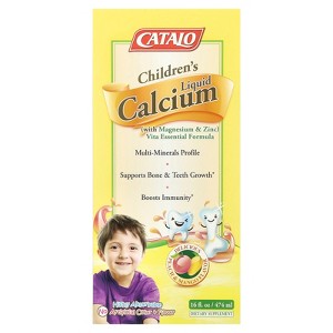 CATALO Children's Liquid Calcium with Magnesium & Zinc, Peach and Mango, 16 fl oz (474 ml) - 1 of 3