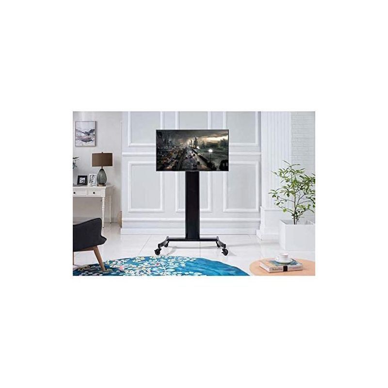 TransDeco Curved wood flat panel TV stand/TV cart with mount for 40 - 70 Inch TV, Black, 2 of 3