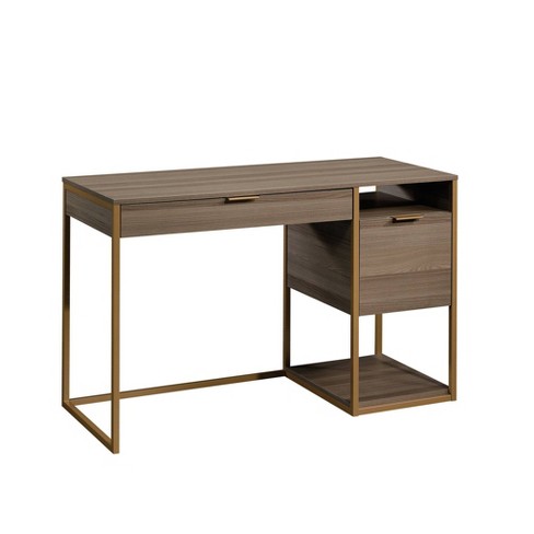 Conway Wood L Shaped Writing Desk with Storage Gray - Threshold