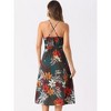 Allegra K Women's Boho Floral Sleeveless Split Halter Neck Sundresses - 3 of 4