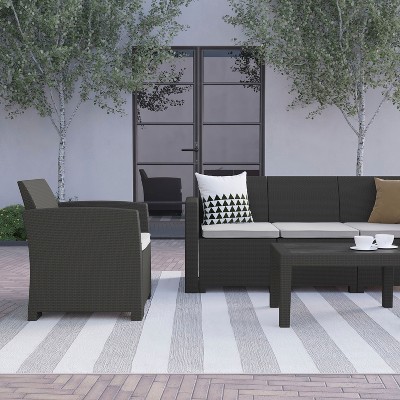 Seneca Dark Gray 6-Person Outdoor Faux Rattan Seating Ensemble
