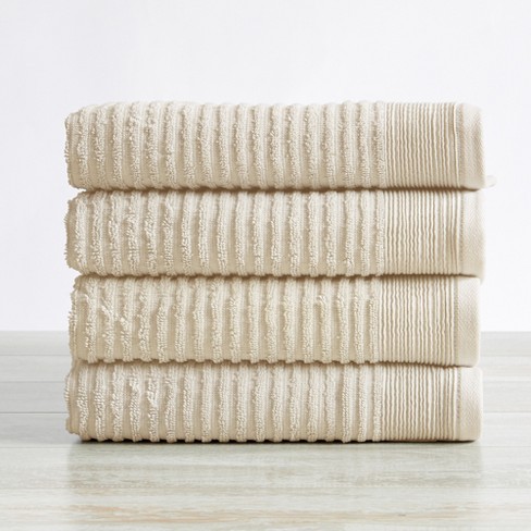 Threshold Quick Dry Ribbed Bath/Hand Towel Set in Gold [Pack of 4]