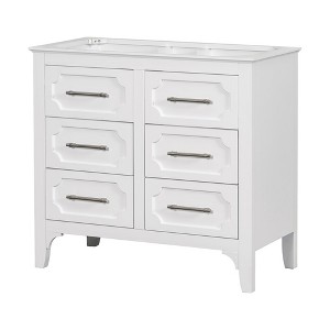 36 Inch(3ft)Bathroom Vanity, Bathroom Cabinet With 4 Drawers, Solid Wood Frame, Carving Craftsmanship Freestanding Bathroom Vanity Cabinet - 1 of 4