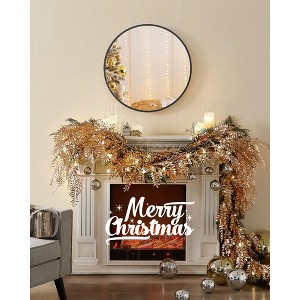 Round Mirror, Bathroom Mirror for Wall, Metal Frame, Easy to Install Ink Black - 1 of 4