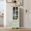 JUJABU Modern Minimalist Wooden Sideboard Buffet Cabinet with Glass Doors, Double Drawer, for Living/Dining Room, Hallway, Entryway - 3 of 4